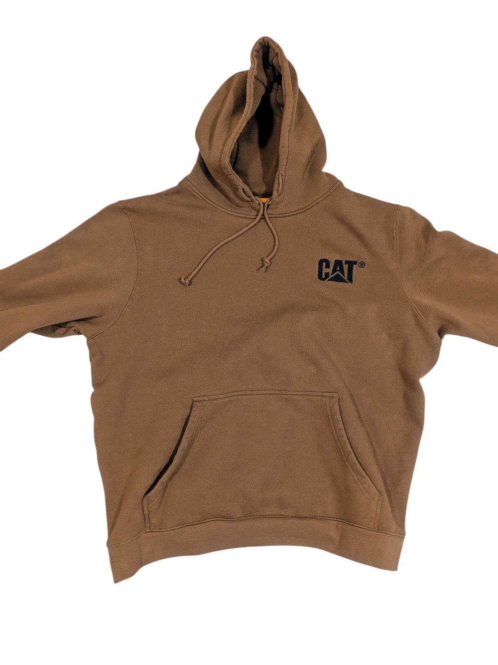 CAT Brown Pullover Hoodie with CAT Chest Logo Mens XXL Work Wear